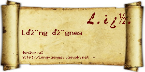 Láng Ágnes névjegykártya